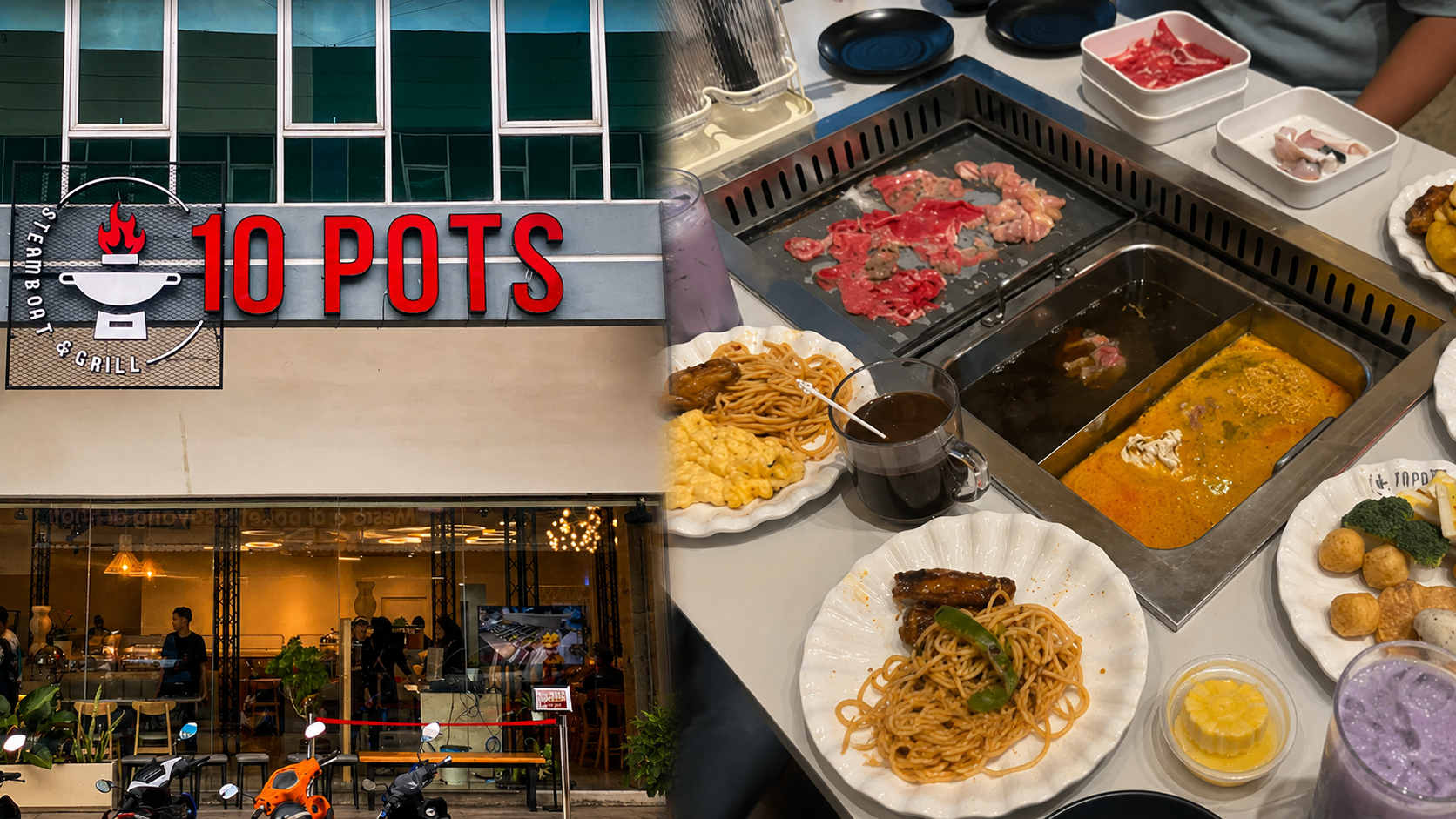 Hidangan steamboat dan grill buffet di 10 Pots Kemaman