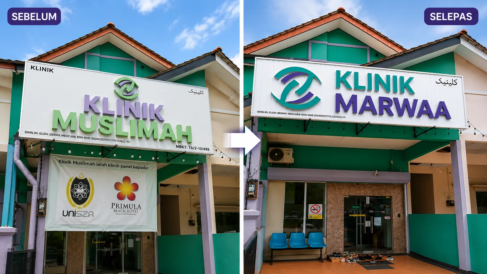 Klinik Muslimah Kini Klinik Marwaa – Sebelum dan Selepas Penjenamaan Semula